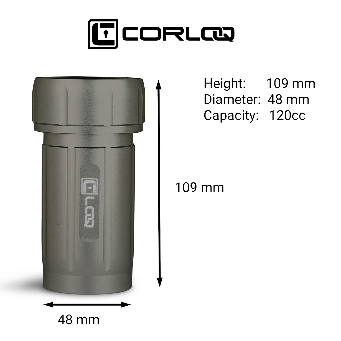 Corloq EDC120 Rugged Waterproof EDC Survival Tactical Storage Container Zytel Gray Body Gray Cap - Corloq