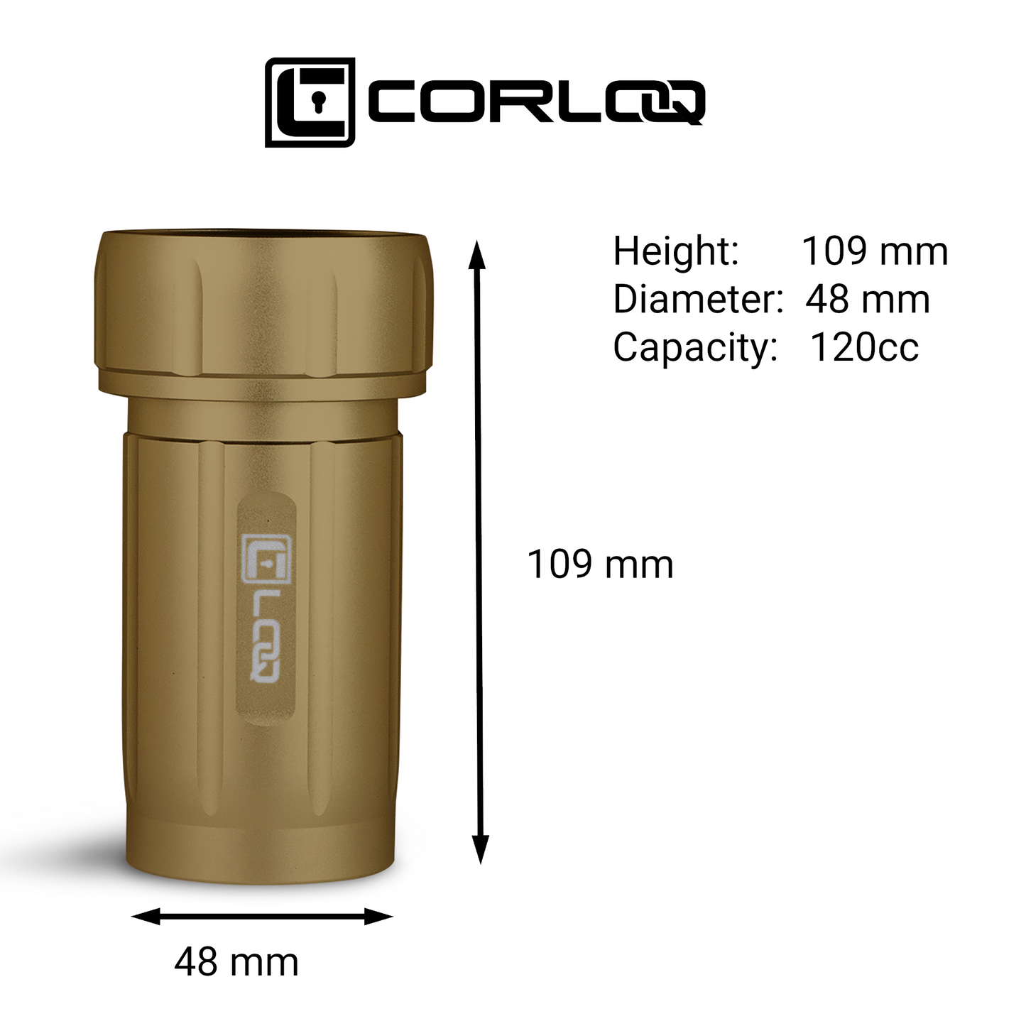 Corloq EDC120 Rugged Waterproof EDC Survival Tactical Storage Container Zytel Tan Body Green Cap - Corloq