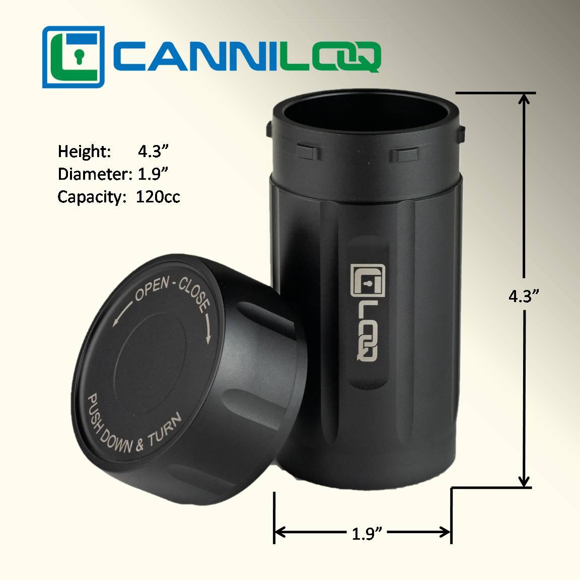T120B Premium Herb Storage Canister, 120 CC, Aluminum Black Body, Aluminum Black Cap - Factory Second - Corloq