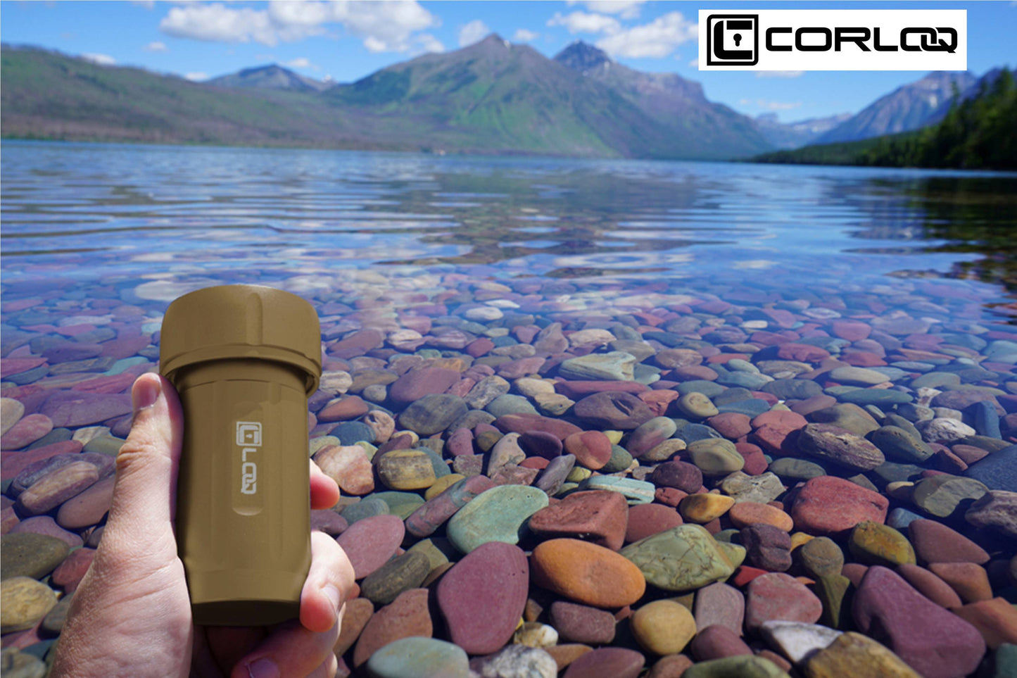 Corloq EDC120 Rugged Waterproof EDC Survival Tactical Storage Container Zytel Tan Body Green Cap - Corloq