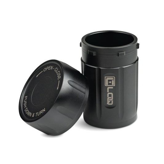 T80B Premium Herb Storage Canister, 80 CC, Aluminum Black Body, Zytel Black Cap - Corloq