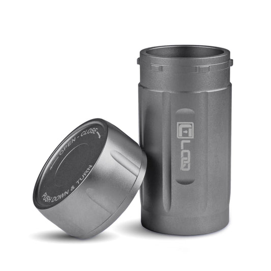 Canniloq TXD120G Premium Herb Storage Canister, 120 CC, Zytel, Gray Body, Gray Cap - Corloq