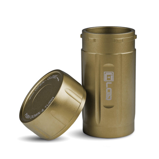 Canniloq TXD120T Premium Herb Storage Canister, 120 CC, Zytel, Tan Body, Tan Cap - Corloq