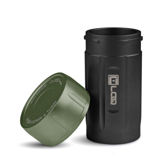 Corloq EDC120 Rugged Waterproof EDC Survival Tactical Storage Container Zytel Black Body Green Cap - Corloq