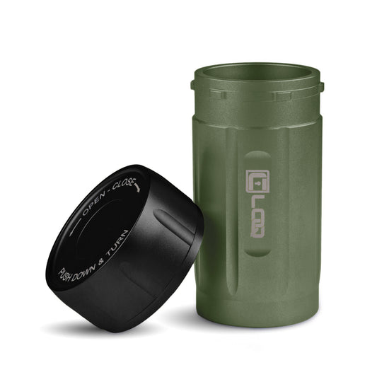 Corloq EDC120 Rugged Waterproof EDC Survival Tactical Storage Container Zytel Green Body Black Cap - Corloq