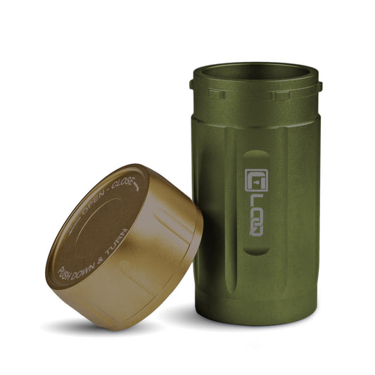 Corloq EDC120 Rugged Waterproof EDC Survival Tactical Storage Container Zytel Green Body Tan Cap - Corloq