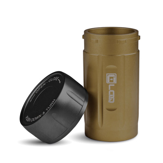 Corloq EDC120 Rugged Waterproof EDC Survival Tactical Storage Container Zytel Tan Body Black Cap - Corloq