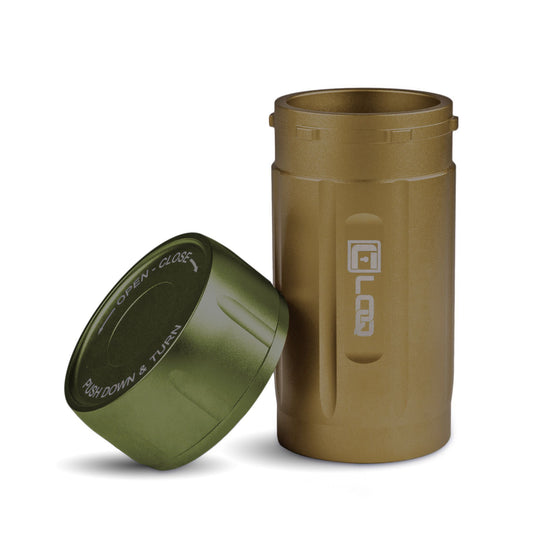 Corloq EDC120 Rugged Waterproof EDC Survival Tactical Storage Container Zytel Tan Body Green Cap - Corloq