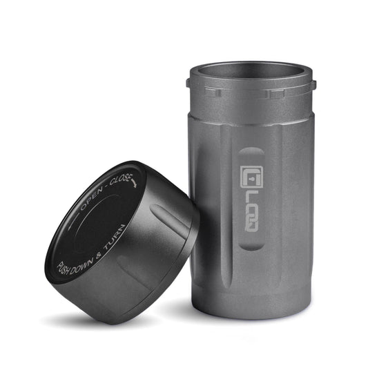 Canniloq TXD120GB Premium Herb Storage Canister, 120 CC, Zytel, Gray Body, Black Cap - Corloq