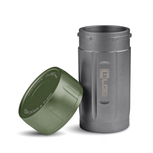 Canniloq TXD120GGN Premium Herb Storage Canister, 120 CC, Zytel, Gray Body, Green Cap - Corloq