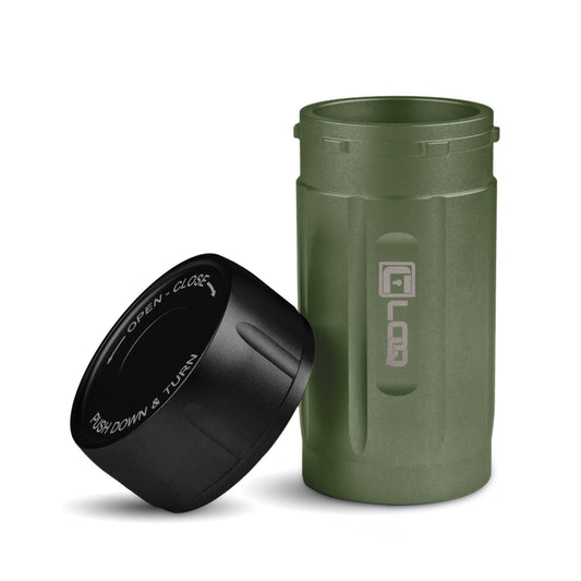 Canniloq TXD120GNB Premium Herb Storage Canister, 120 CC, Zytel, Green Body, Black Cap - Corloq