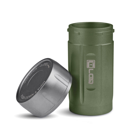 Canniloq TXD120GNG Premium Herb Storage Canister, 120 CC, Zytel, Green Body, Gray Cap - Corloq