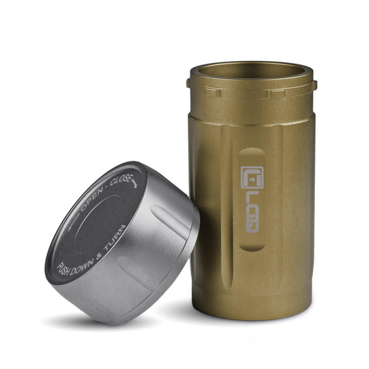 Canniloq TXD120TG Premium Herb Storage Canister, 120 CC, Zytel, Tan Body, Gray Cap - Corloq